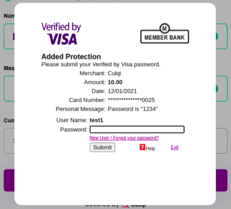 Modal de autentiación 3DS #min