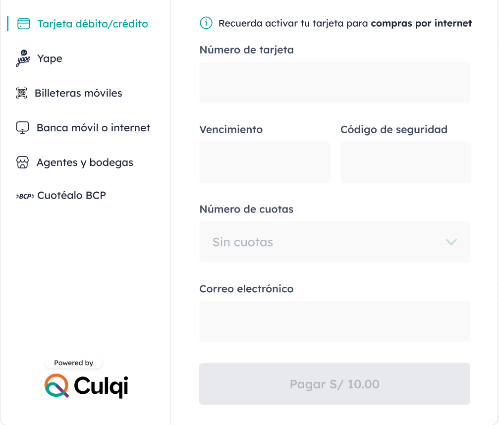 Checkout Culqi #min